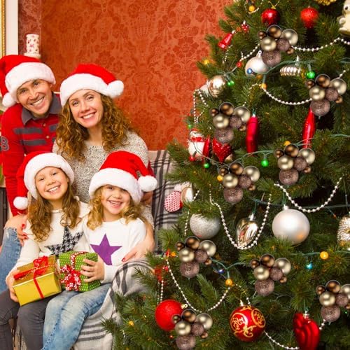 Daifunli 8 Pcs Brown and Gold Christmas Tree Picks 7.87 Inch Christmas Balls Ornaments Xmas Hanging Decorations for Xmas Tree Topper DIY Wreath Holiday Floral Vase Fillers Crafts Home Decor - Image 5