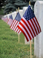 Pack of 100 American Flags with wood Stick, 12x18 Inch American Flags for outside, US Flags/American Hand Held Stick Flags with Kid-Safe Spear Top, Perfect for Patriotic Decorations, Parades, Veteran Party,4th of July decorations - Image 5