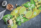 Hand Beaded Green Leaves Table Runner 13x36 Table Décor - Image 2