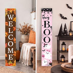 Fall Porch Sign Double Side, 47.2", Front Door, Pink Halloween - Image 5