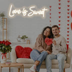 Love is Sweet Neon Sign, Warm White Romantic LED Wall Light Dimmable - Image 3