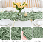 16 Pack Sage Green Cheesecloth Table Runner 21.5 x 120 Inches Boho Gauze Table Runners 10FT Long Cheese Cloth Table Runner for Bridal Shower Baby Shower Birthday Party Wedding Decor - Image 4