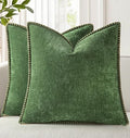 decorUhome Soft Chenille Throw Pillow Covers 26x26 Set of 2 Forest Green by decorUhome