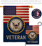 US Navy Veteran Burlap Garden Flag - Set with Stand Armed Forces USN Seabee United State American Military Retire Official - House Banner Small Yard Gift Double-Sided Made in USA 13 X 18.5 - Image 4