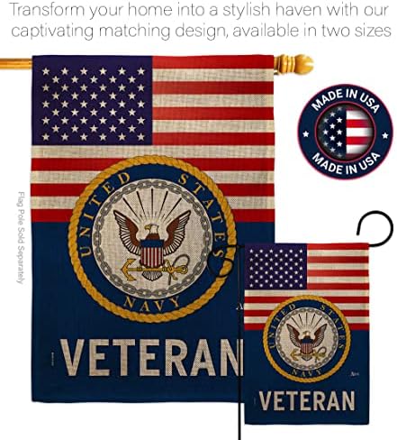 US Navy Veteran Burlap Garden Flag - Set with Stand Armed Forces USN Seabee United State American Military Retire Official - House Banner Small Yard Gift Double-Sided Made in USA 13 X 18.5 - Image 4