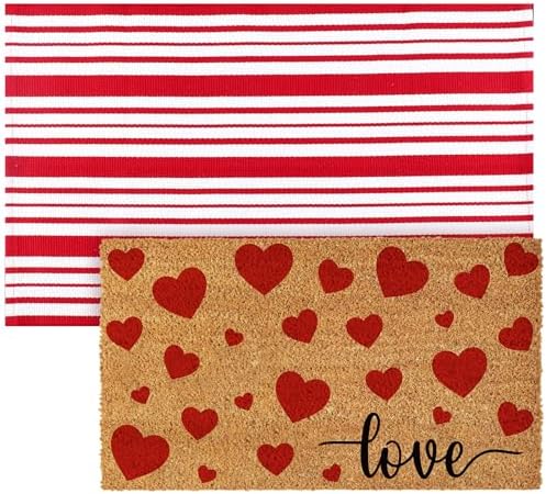 Moucuny 2 Coir Outdoor Mat,Non Slip, 24'' X 35'',16'' X 28'', Love by Moucuny