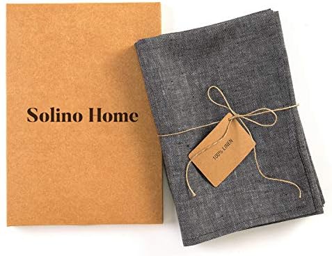 Solino Home 100% Linen Napkins Charcoal Grey, Athena 20 x 20 in, Set of 4 - Image 4