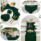 6 Pack Emerald Green Cheesecloth Table Runner 35×120 Inch Boho Home Decor - Image 6