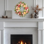 22 Inch Spring Summer Wreath for Front Door, Realistic Silk Peony & Hydrangea Wreath with Yellow Pink Flowers Grain Stems, Artificial Floral Wreath for Indoor Outdoor Porch Wall Farmhouse Decor - Image 6