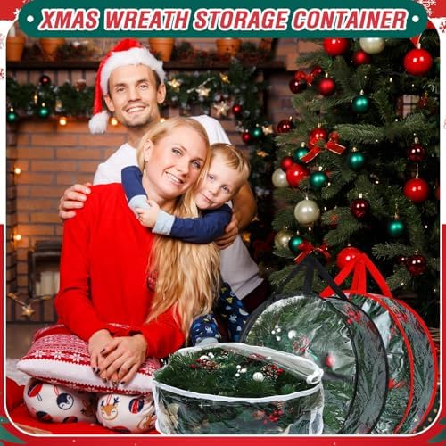 Zhengmy 6 Pcs Clear Christmas Wreath Storage Bag Wreath Storage Container With fixing strap Wreath Storage Box with Handles for Storing Garland Holiday Wreath Wrapping(30 Inches) - Image 6