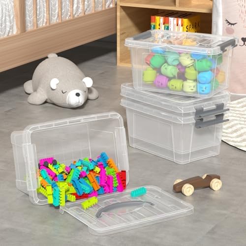 6L Clear Storage Latch Bins, 6-Pack Organizer Box with Handle - Image 6