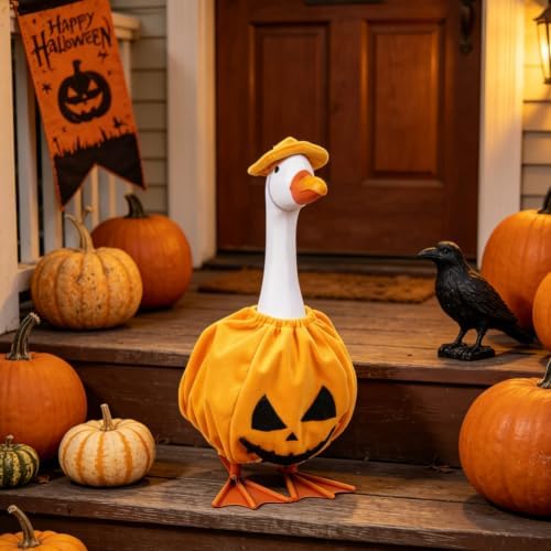 13'' Porch Goose Statue with 2 Sets Replaceable Halloween Outfits - Image 6
