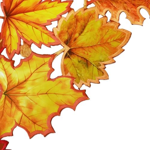 Simhomsen Embroidered Leaves Table Runner for Thanksgiving, Fall or Autumn (14 × 108 inches) - Image 3