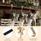 Shimeyao 8 Pcs Brass Bow Christmas Stocking Holders, Vintage Mantle Hooks - Image 5