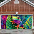 6x13 FT Colorful Red-Eyed Tree Frog Garage Door Banner - Tropical Jungle Art Backdrop, Large Indoor Outdoor Garage Door Cover, Nature Theme Decoration for Home,Yard, Kids Room by FOREVERQUEEN