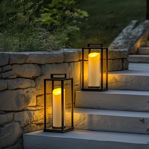 Homemory 4"x12" Outdoor Waterproof Flameless Candles with Timers and Remote Control, Battery Operated Candles, LED Plastic Candles, Ivory White, Set of 2 - Image 4