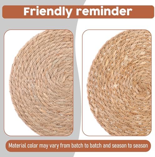 Round Woven Placemats Set of 20, 12" Brown Round Rattan Placemats Natural Water Hyacinth Place mats Farmhouse Boho Braided Placemat for Dining Table, Home, Wedding, Heat Resistant/Anti-Slip - Image 5
