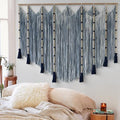 Jakalin Macrame Wall Hanging Blue Dip Dye Bead Boho Home Decor 57"x43" by Jakalin