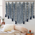 Jakalin Macrame Wall Hanging Blue Dip Dye Bead Boho Home Decor 57"x43" by Jakalin