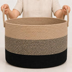 OrganiHaus Round Toy Basket & Blanket Basket, Cotton Rope 20x13" by OrganiHaus