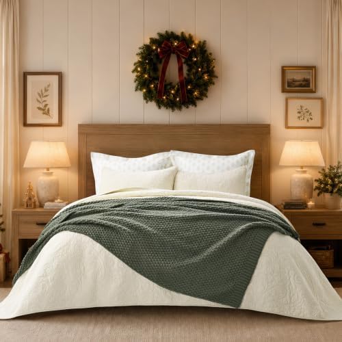 EVERGRACEHOME Chunky Chenille Knit Throw Blanket, 60 x 80, Pine Green - Image 2