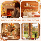 VIHOSE 2 Pack Fall Maple Leaves Thanksgiving Garland 11.5ft, White - Image 7
