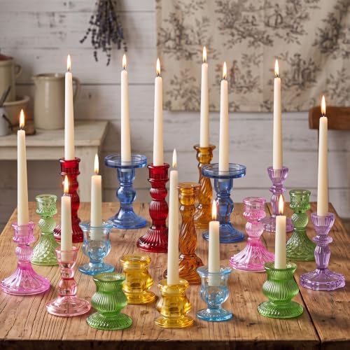 Mumufy 20 Pcs Glass Taper Candle Holders Assorted, Colorful by Mumufy