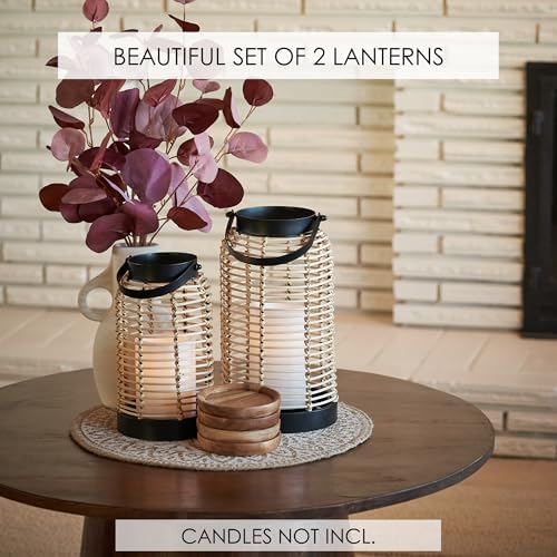 Natural Rattan Boho Lanterns - Handcrafted Chic Farmhouse Decor for Home - Image 4