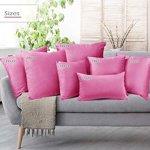 Nestl Throw Pillow Covers, Cozy Velvet Decorative Outdoor Pillow Covers 20X20 Inches, Soft Solid Cushion Covers for Sofa, Bed and Car, Set of 4 - Light Pink - Image 6