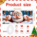 Christmas Garage Door Cover Santa Claus Winter Snow Scene Garage Door Banner 7x16 Ft, Funny Santa Peeking Over Brick Wall Holiday Garage Mural, Outdoor Christmas Dec for Home Garage Party Backdrop - Image 2