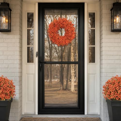 20 Inch Fall Wreaths for Front Door, Autumn Floral Outdoor Wreath - Image 4