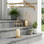 17" Outdoor Decorative Lanterns, Metal Candle Lanterns, Farmhouse Lantern Decor, Antique Gold Iron Lantern Candle Holders for Fireplace Mantel, Table Centerpiece,Home Decor - Image 6