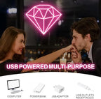 Pink Diamond Neon Sign for Bedroom Wedding Bar Romantic Glam Wall Decor - Image 5