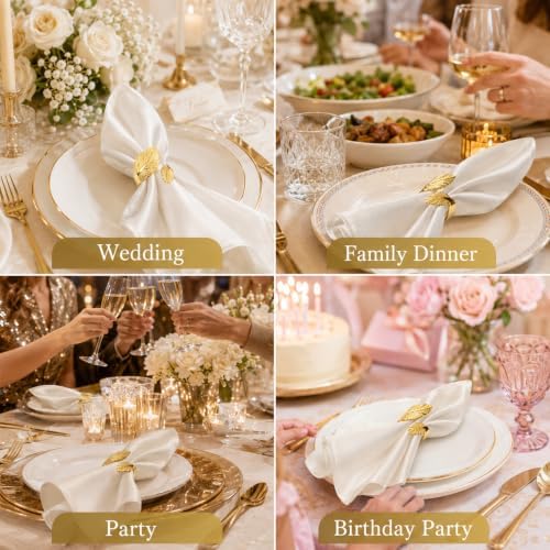 50Pcs Gold Leaf Napkin Rings Bulk Metal Napkin Holders for Wedding - Image 6