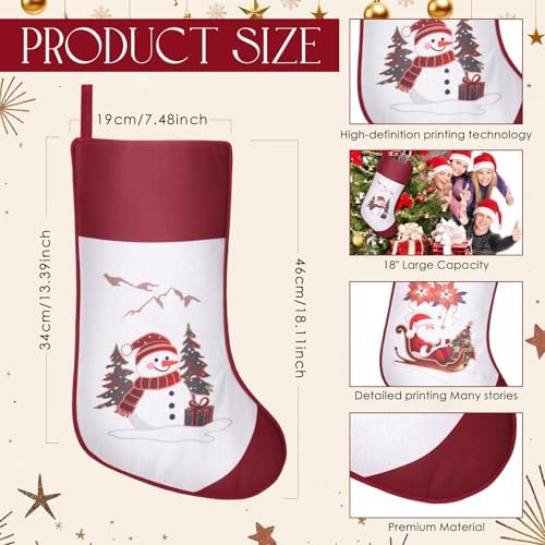 Tatuo 6 Pack Christmas Stockings 18 Inch Hanging Decor - Image 2