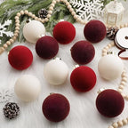 Simgoing 15 Pcs Velvet Christmas Ornaments 3.15'' Burgundy Red White - Image 4
