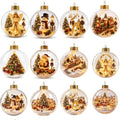 12PCS Glowing Christmas Ornaments - Mini Gold Light-Up Christmas Ball Ornaments - Christmas Tree Ornament with Warm LED Light for Tree Mantel, Holiday Scene Decoration & Gift by Unknown