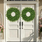 26 Inch Large Boxwoods Wreaths for Front Door Artificial Green Leaves Greenery Indoor Outdoor Wreath Home Decor Porch Window Wall Farmhouse Door Decorations Spring Summer Fall All Seasons - Image 2
