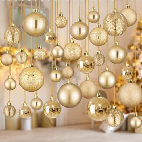 36 Pcs Christmas Balls Ornaments for Ceiling, Champagne by Relaxgiant
