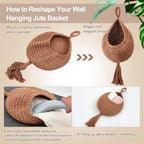 Honeydak 3 Hanging Baskets, White, Tassel, Cotton Rope - Image 4