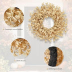 24 Inch Fall Wreaths for Front Door, Beige Forsythia Autumn Wreath - Image 3