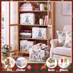 6 Pcs Christmas Storage Bins with Handles, Xmas Gift Baskets - Image 4