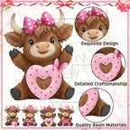 Simgoing 4 Pack Gifts for Mom Highland Cow Figurines Pink Highland Cow Statue Home Decor Love Mom Cattle Statues for Mother's Birthday Home Tabletop Centerpieces Garden Decor Calf Lovers Gifts - Image 3