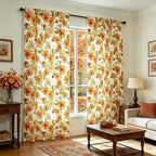 youleyar Fall Curtains for Living Room, 72 Inch Length Rod Pocket Printed Pattern Fall Curtian Panels, Autumn Orange Floral Window Drapes for Bedroom Dining Room Drapes, 52" W x 72" L - Image 2