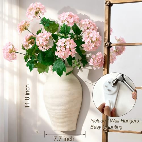 Vanselia Ceramic Wall Vase Home Decor Hanging Planters (2 Pack 11.8" Rustic) - Image 2