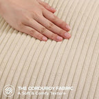 Mecatny Corduroy Fall Decorative Throw Pillow Covers 24x24 Set of 2 Beige - Image 3