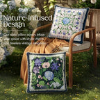 Vintage Navy Blue Floral Pillow Cover 18x18, Hydrangea & Bee - Image 2