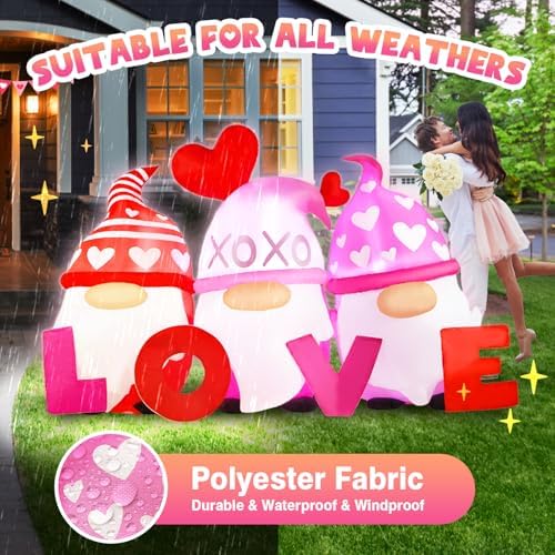 6ft Valentines Day Inflatables Outdoor Decorations Gnomes Holding Love Blow up Yard Inflatable Outdoor Decoration Home Decor for Wedding Anniversary, Romantic Party, Holiday Celebrations - Image 6