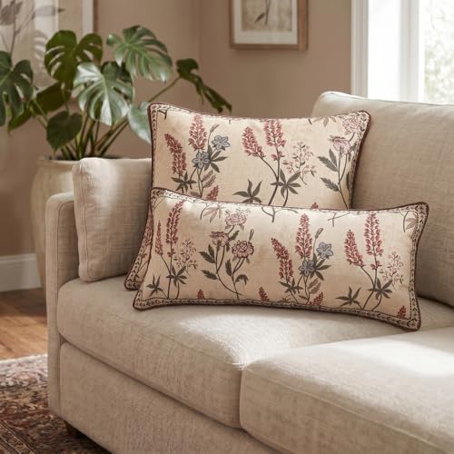 ISAENNE Designer Linen Throw Pillow Cover,Set of 2,28"x12"-Helena A - Image 4