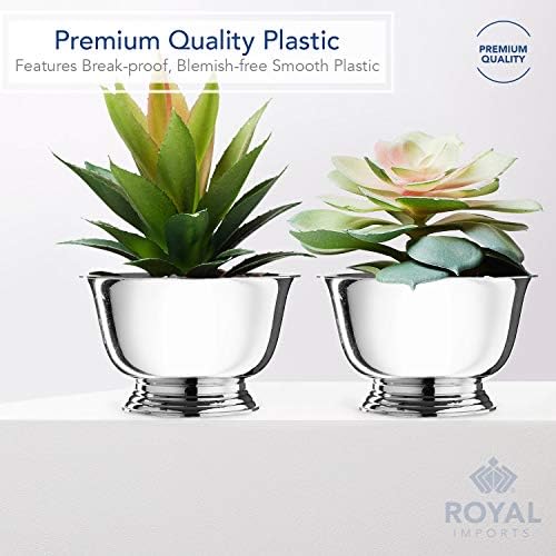 Royal Imports Silver Pedestal Vase, 8" Flower Bowls for Centerpieces 2 Pack - Image 2